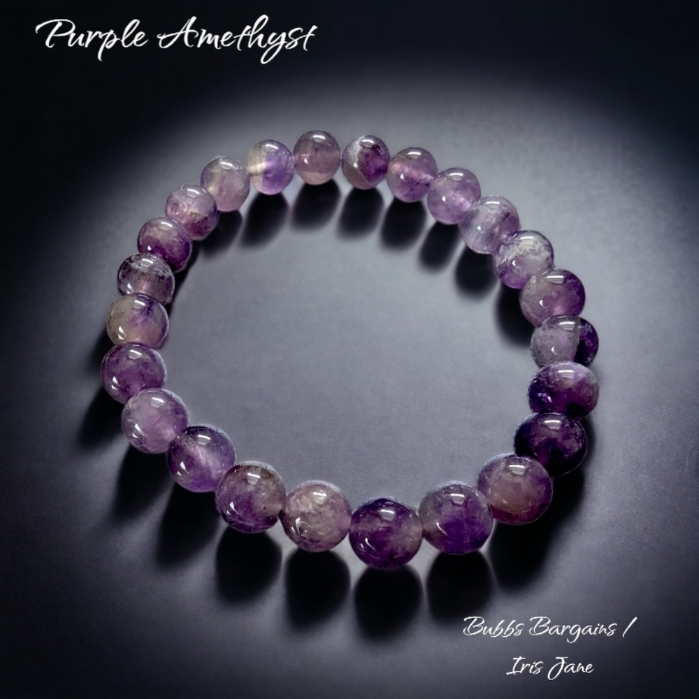 Purple Amethyst Bracelet - 8mm Unisex
